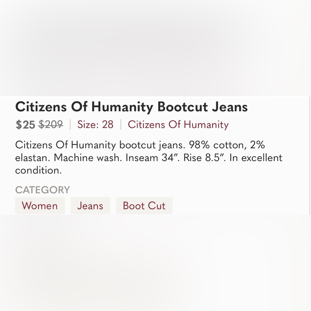 Sz28 COH Amber Bootcut Jeans - Picture 5 of 8